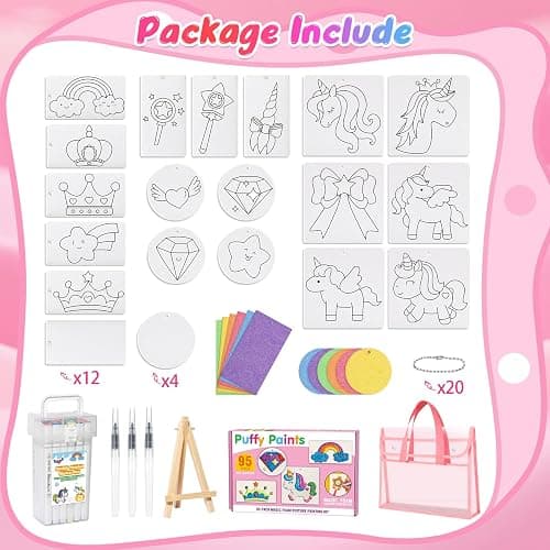 SHXYKZ 95 Pcs Magic Foam Texture Painting Kit, 3D Puffy Paint Kit Including 46 Pcs Magic Foam Paper, 24 Colors Dual-tip Marker Pen, DIY Creative Craft Set for Kids, Ideal Gifts for Boys and Girls thumbnail 3