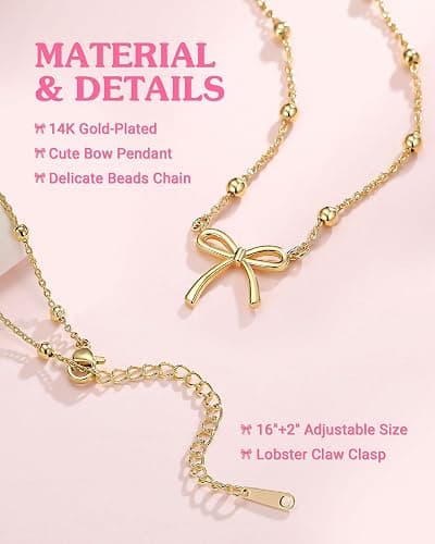 UNGENT THEM You Are Loved - Cute Bow Necklace Happy 8th 9th 10th 11th 12th 13th 14th 15th 16th 18th Birthday Gifts for Girls Women thumbnail 4