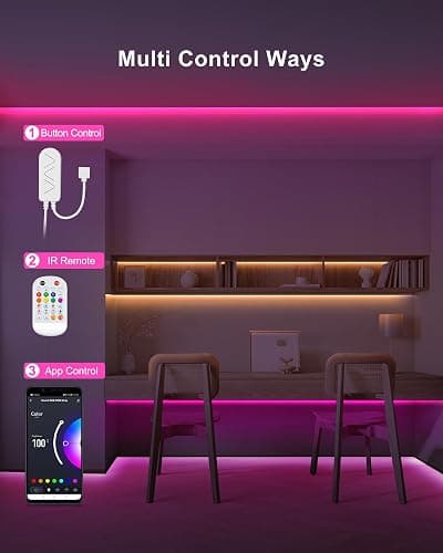 Tatazone 4.92ft Bluetooth RGB COB Led Strip Lights with Remote, Dimmable Smart App Led COB Light Strip, Color Changing Music Sync, Indoor RGB Led Lights for Bedroom, Home Decor, Party thumbnail 4