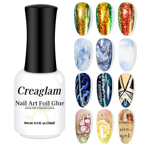 Creaglam Nail Foil Glue Gel: Nail Art Foil for Foil Stickers Nail Glue Foil Transfer Gel - 15ML Transfer Glue Nail Art Manicure DIY Enthusiasts - Required LED Lamp Soak Off - Image 1