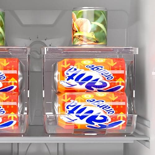 SCAVATA 2 Pack Soda Can Organizer for Refrigerator, Stackable Canned Food Pop Cans Container Can Holder Dispenser with Lid for Fridge Rack Freezer, Clear Storage Bins-Holds 12 Cans Each (Clear) thumbnail 2