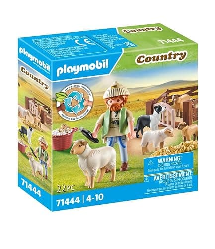 PLAYMOBIL Country 71444 Junger Schäfer mit Schafen, Hüten und Pflegen der Schafe mithilfe des Bordercollies, mit Zubehör wie Haartrimmer und Strohballen, nachhaltiges Spielzeug für Kinder ab 4 Jahren thumbnail 3