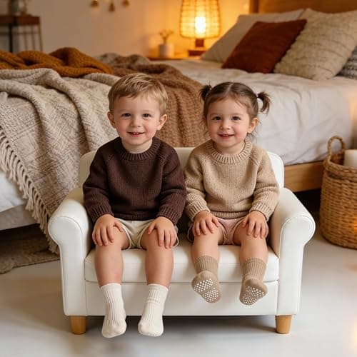 Bearbay Toddler Non Slip Cotton Crew Socks with Anti-slip Dots for Infant Baby Boys Girls thumbnail 5