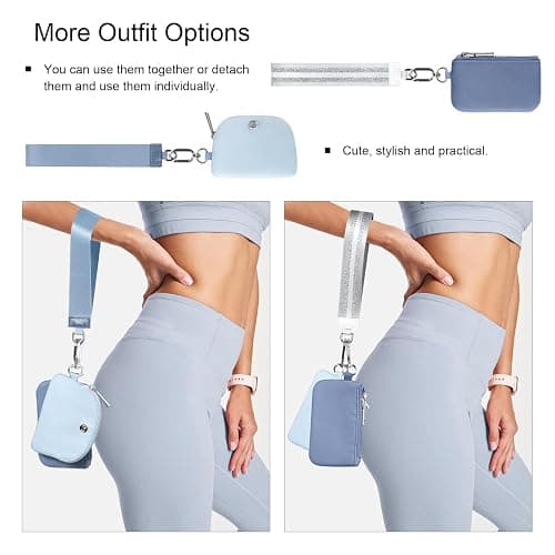 Babysun Mini Zip Around Dual Pouch Wristlet With 2 Straps Wristlet Keychain Wallet for Women Coin Purse Small Cute for Teen Girl thumbnail 4
