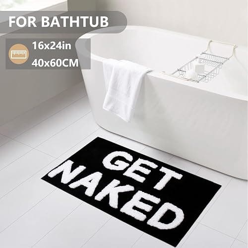 KOEXM Get Naked Bath Mat Cute Bathroom Rugs 16" x 24" Non Slip Absorbent Black Bath Rug for Bathroom Floor and Shower Funny Decor for Apartment, Machine Washable thumbnail 5