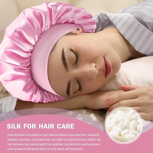 Doitory Satin Silk Bonnet for Sleeping, Double Layer Silk Sleep Cap for Men & Women, Soft Satin Lined Bonnet for Curly Hair thumbnail 4