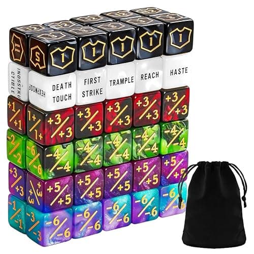60 PCS MTG Dice Counters Keyword Counters Life Counter 1/+1 counters Commander Buff Tokens 6 Sided Dice Set for MTG, TCG, Card Games Accessories - Image 1