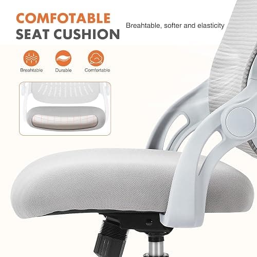 Sweetcrispy Ergonomic Office Desk Chair Mesh Adjustable Swivel Mid-Back Computer Chair with Lumbar Support Comfy Flip-up Arms for Home Office thumbnail 5