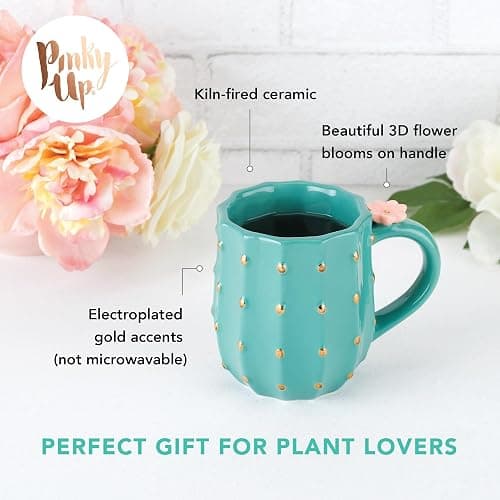 Pinky Up Cactus Ceramic Coffee Mugs, Tea Cups, Travel Mug, Latte Cup, Drinking Glasses for Chocolate, Milk, Cocktails, Mocktails, 10 oz, Set of 1 thumbnail 4