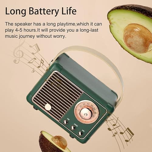 Baolira Retro Bluetooth Speaker, Portable Wireless Speaker with Crystal Clear Stereo Sound, Retro Decor for Bedroom Office Kitchen, Birthday Gifts Ideas for Women Men Teens (Green) thumbnail 3
