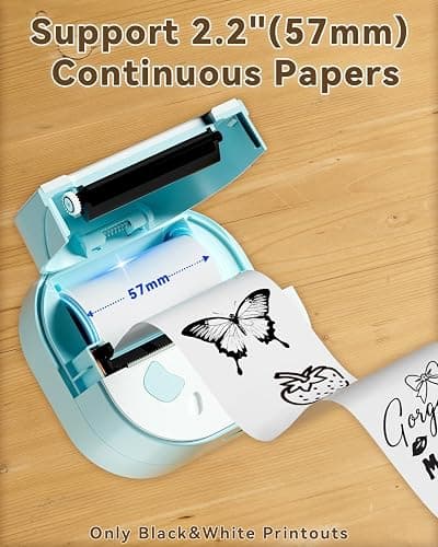 NDYIN Sticker Printer, PrintPods Mini Printer, Bluetooth Portable Sticker Maker with 3 Rolls Paper, Print Pod Inkless Thermal Printers for iphone, Impresora Portátil for Notes, Journal, DIY, Kids Gift thumbnail 7