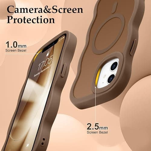Pepmune for iPhone 12/12 Pro Case, Curly Wavy Frame Translucent Clear Hard Back Cover for Women Men Compatible with Magsafe Stylish Shockproof TPU Bumper Phone Case for iPhone 12 Pro/12, Desert Gold thumbnail 5