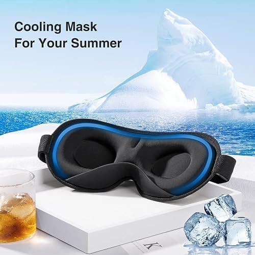 YFONG Weighted Sleep Mask, Women Men 3D Blocking Lights Sleeping Mask (4.2oz/120g), Pressure Relief Night Sleep Eye Mask with Adjustable Strap, Eye Cover Blindfold for Travel Nap Yoga, Black thumbnail 7