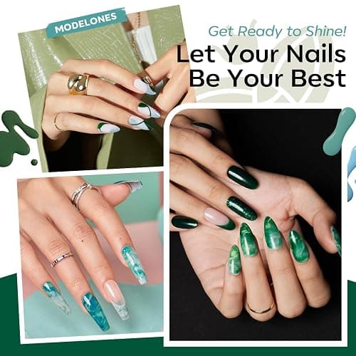Modelones Blue Green Gel Nail Polish - 6 Colors Misty Gray Dark Green Glitter Gel Polish Kit Sage Green Baby Blue Nail Gel Polish Soak Off UV Gel Nail Lamp Gel Nail Kit DIY Home Nails Manicure Gifts thumbnail 3