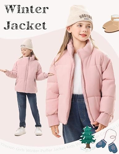 ACTCHIC Girls Winter Puffer Jacket Warm Cropped Quilted Jacket Zip Up Puffy Coat 7-16 Years thumbnail 5