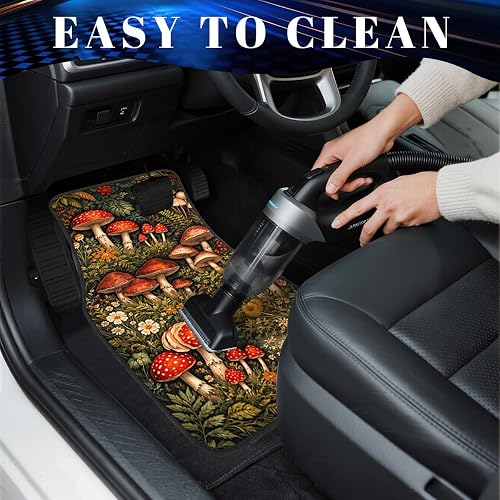 Mushroom Car Floor Mats Set of 4 Forest Botanical Cottagecore Wildflower Automotive Foot Mats Rugs Carpet for Car Non-Slip Auto Car Accessories Universal Fit Car Accessories for Truck thumbnail 4
