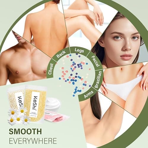 KeShi Waxing Kit for Women Men, Wax Pot with 6 Hard Wax Beans Hair Removal | Green Gentle for Sensitive Skin, Full Body, Legs, Face, Eyebrows, Bikini, Beginner-Friendly, Home Use, Natural Scented thumbnail 6