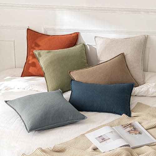 MIULEE Decorative Linen Euro Sham Pillow Covers 24x24 Natural Beige Boho Farmhouse Neutral Couch Throw Pillows for Bed Pack of 2 Accent Modern Pillowcase Sofa Livingroom Home Decor thumbnail 5