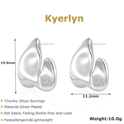 Kyerlyn Chunky Gold Earrings for Women, 14K Gold/Silver Plated Statement Geometric Dangle Drop Earrings Chunky Trendy Knot Stud Hypoallergenic Fashion Jewelry Gift thumbnail 4