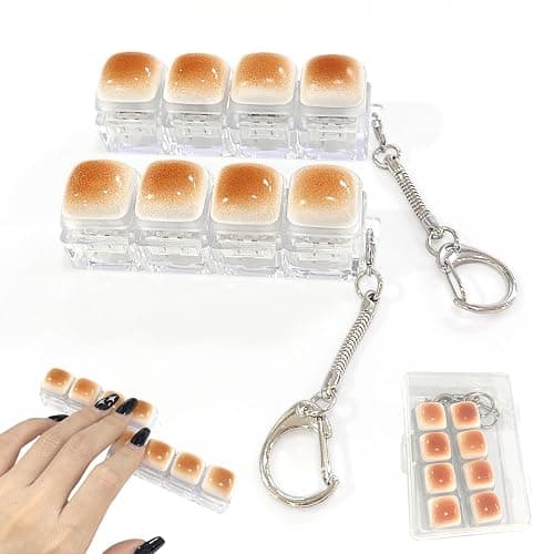 2 Pack Caramel Bread Keyboard Fidget Toy – Crisp Sound,Stress Relief Fidget Clicker Keychain,Quiet Anxiety Toys for Adults at Work, Travel, Home – Anxiety Relief & Focus Boost (Caramel Bread) - Image 1