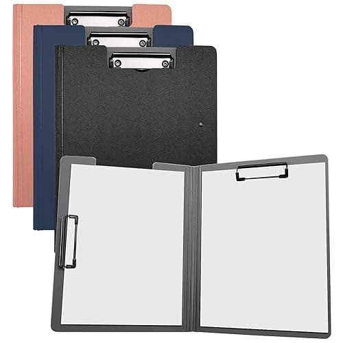 Clipboards (Set of 3) by Office Clipboard Folder, File Cover Folder Clipboard with Horizontal and Vertical Double Clips Metal Clip, Letter Size or A4