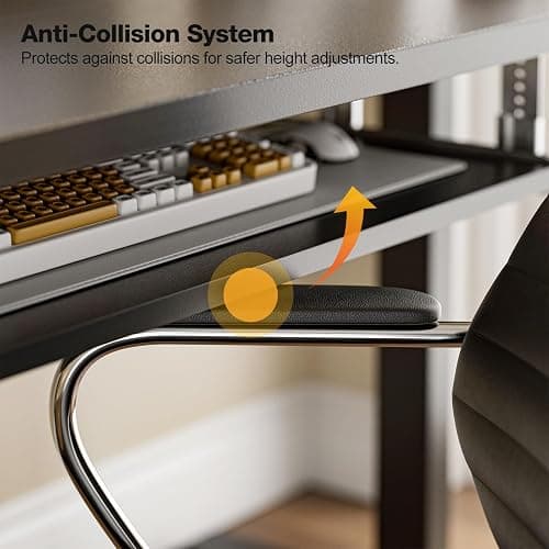 Grandder Standing Desk with Keyboard Tray 47 x 24 inch, Electric Height Adjustable Desk with Splice Board, Sit Stand Desk Computer Desk for Home Office, Stand Up Desk with Casters, Black Top thumbnail 7