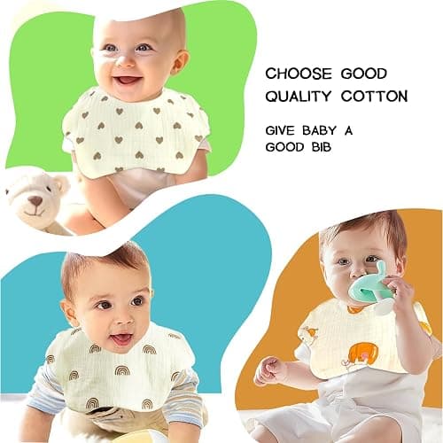 Baby Bibs Muslin Bibs for Baby Girl Boy for Drooling and Teething 10 Pack thumbnail 5