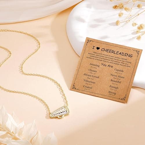 Miss Chipmunk Cheerleader Gifts- Cheer Necklace for Women Teens Fans Coach Team, 14K Gold Plated Cheer Pendant Christmas Birthday Cheer Gifts Jewelry thumbnail 2