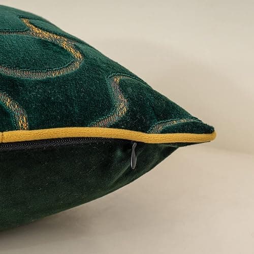 Yangest Green Square Throw Pillow Cover Wavy Velvet Cushion Cover Modern Zippered Pillowcase for Sofa Couch Bedroom Living Room Chair, 18 x 18 Inch thumbnail 4