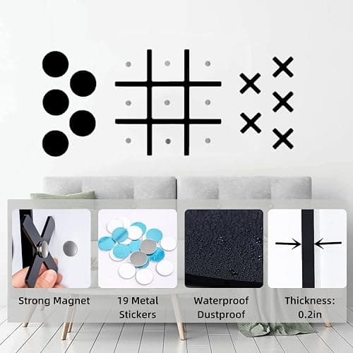 Magnetic Tic Tac Toe Wall-Mount Game,Game Room Decor,Modern Wall Decals for Kids Room,Classroom&Offices,Best Gift for Family, Friends (Black) thumbnail 3