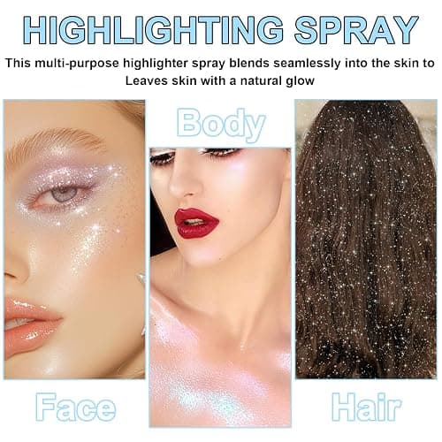 Hair and Body Glitter Spray, Shimmering Powder Sparkle Powder Makeup, Glitter Loose Sparkle Makeup for Body Highlighter,Festival Prom Rave Accessories (Sparkling Pink) thumbnail 5