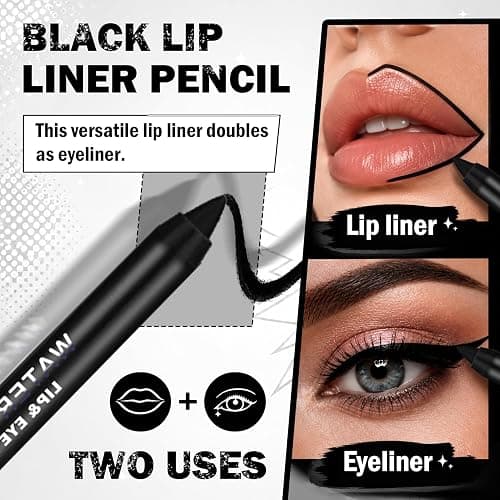 IONSGAKO Matte Black Lipstick and Lip Liner Set for Halloween Goth Makeup | Double-ended Matte Black Lip Gloss Non-Stick Cup Waterproof Long Lasting Smudge-Proof for Cosplay Gothic Lip Makeup thumbnail 3