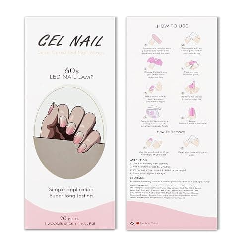 JMEOWIO Gel Nail Stickers Pink Cream Semi Cured Gel Nail Strips Wraps UV/LED Nails Art Design Decoration Accessories thumbnail 8