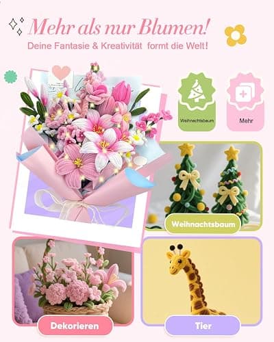 Pfeifenreiniger Blumen Set, 500 Stück Pfeifenputzer zum Basteln Blumen, Kinder Basteln Geschenk Mädchen 6 7 8 9 10 12+ Jahr und Erwachsene, zum Geburtstag Weihnachtsdeko thumbnail 7