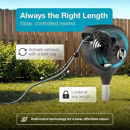 GARDENA Automatic Retractable Garden Hose Reel - 66 Feet - 360 Degree Swivel Outdoor Hose Reel with Metal Spike Base - Auto Retract - UV Resistant Housing - Easy Install No Tools Required - 18614 thumbnail 5