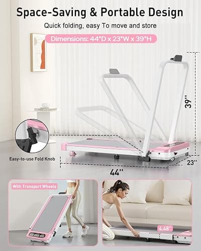 Foldable Treadmill with 8% Incline, Upgrade 3.5HP Low Noise Walking Pad Treadmill with Handle Bar, Trisomy 4 in 1 Portable Under Desk Treadmills for Home/Office, 330 Lbs Capacity, APP & Remote Control thumbnail 6