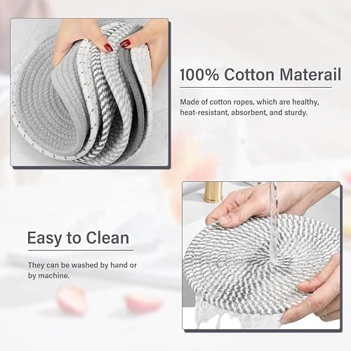 Billbotk 10" Trivets for Hot Dishes, Hot pots and Pans, Set of 6, Heat Resistant Pot Holders for Kitchen, Hot Pads for Countertops thumbnail 3