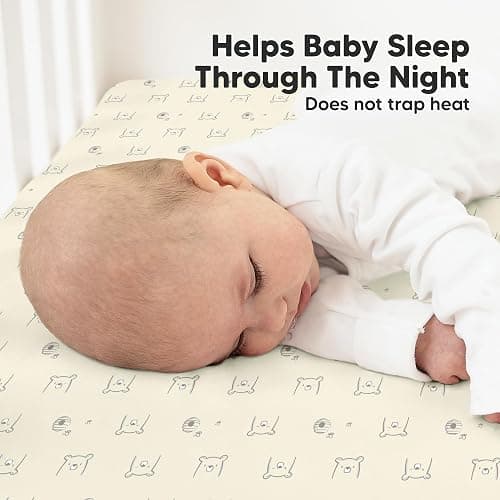 KeaBabies 2-Pack Organic Crib Sheets for Boys, Girls - 52x28 Fitted Crib Mattress Sheet Neutral, Breathable Jersey Cotton Cover for Baby Bed, Toddler Mattress, Soft & Cute Prints (Bumble Bear) thumbnail 5