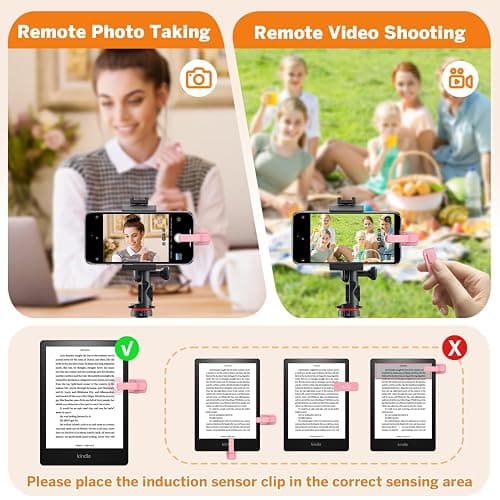 Page Turner Ring for Kindle,Remote Control for iPhone iPad Android Tablets E-Readers,Clicker Page Turner for Kindle Accessories for Camera Video Record&Shutter Selfie (Pink) thumbnail 5