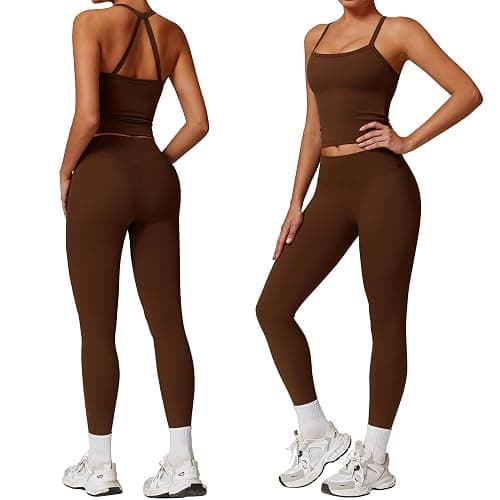 GXGPML Women 2 Piece Workout Sets (2025 NEW) Yoga Outfit Open Back Tank Top High Waisted Leggings Gym Sets Tracksuits - Image 1