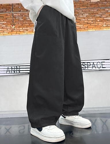 SEAUR Boys Cargo Pants Elastic Waist Baggy Loose Joggers Trousers Cotton School Track Sweatpants thumbnail 2