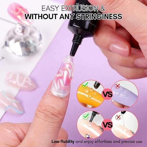 Makartt 3D Nail Gel and Chrome Nail Powder Kit, Sculpting Gel for Nail Art, 15g DIY Craving Gel, No wipe 3D Molding Gel and Metallic Chrome Powder Set for Nails Decoration Manicure Pedicure Use - clear & chrome thumbnail 4