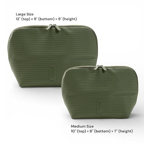 THE VERTI-Vertical Waterproof Makeup & Toiletry Bag | 23-Pocket Organizer with Upright, Fold-Down Design for Skincare, Toiletries & Essentials (Olive, Medium) thumbnail 2