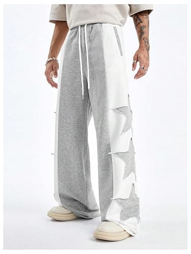 GORGLITTER Men's Y2k Baggy Sweatpants Star Print Hip Hop Pants Drawstring Wide Leg Track Pants thumbnail 5