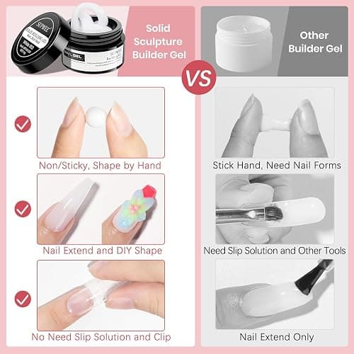 SUPWEE 3D Nail Art Gel Clear and White Solid Builder Gel for Nails | Non-Stick Hand 3d Sculpting Gel for Nail Art Molding Gel with Dual Form for Carving Pattern Decoration Nail Art Home Manicure thumbnail 3