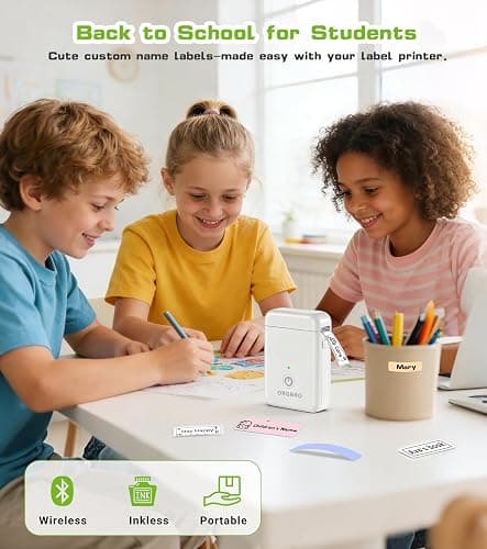 ORGBRO Label Maker Machine with Tape, X1 Portable Bluetooth Mini Label Printer, Support Pre-Cut & Continuous Label, Wireless Small Label Makers with Versatile App for School Home Office Organization thumbnail 2
