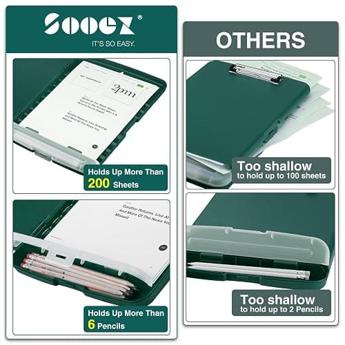Sooez Clipboards with Storage, High Capacity Clip Boards 8.5x11 with Storage, Heavy Duty Nursing Clipboard Folder, Plastic Clipboard with Pen Holder for Women Teachers Work, School & Office Supplies thumbnail 3