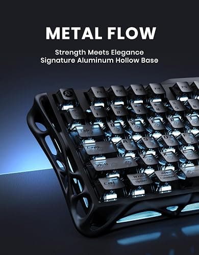 GravaStar Mercury K1 75% Wireless Mechanical Keyboard, Aluminum Alloy Gaming Keyboard with Knob, Hot Swappable, Linear Switches, Transparent Keycaps, RGB Backlit, 2.4GHz/BT5.0/USB for PC Gaming thumbnail 3