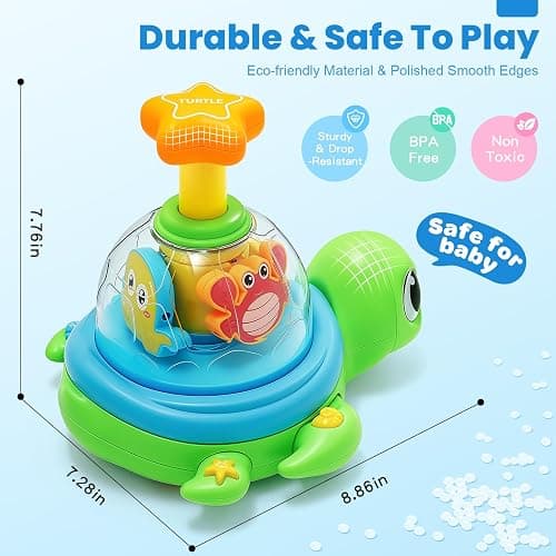 Baby Toys 6-12 Months, Musical Crawling Press to Spin & Glow Turtle Toy for 1 Year Old, Cause and Effect Early Learning for Infant Tummy Time, Christmas 1st Birthday Gifts Boy Girl 7 8 9 10 11 Month thumbnail 2