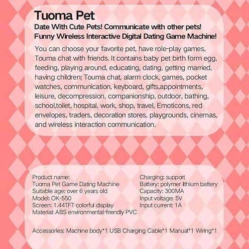 Alomejor Virtual Pet Toy for Children USB Charging Best Companion Pet Game Console Handheld for Kids () thumbnail 3